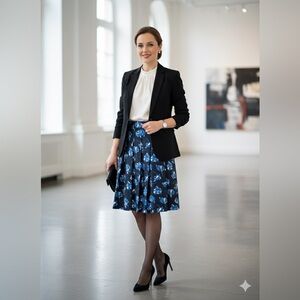 Simply Styled Black and Blue A-Line Skirt